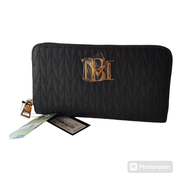 Badgley Mischka Handbags - Badgley Mischka Braid Quilting Long Zip Around Wallet Black